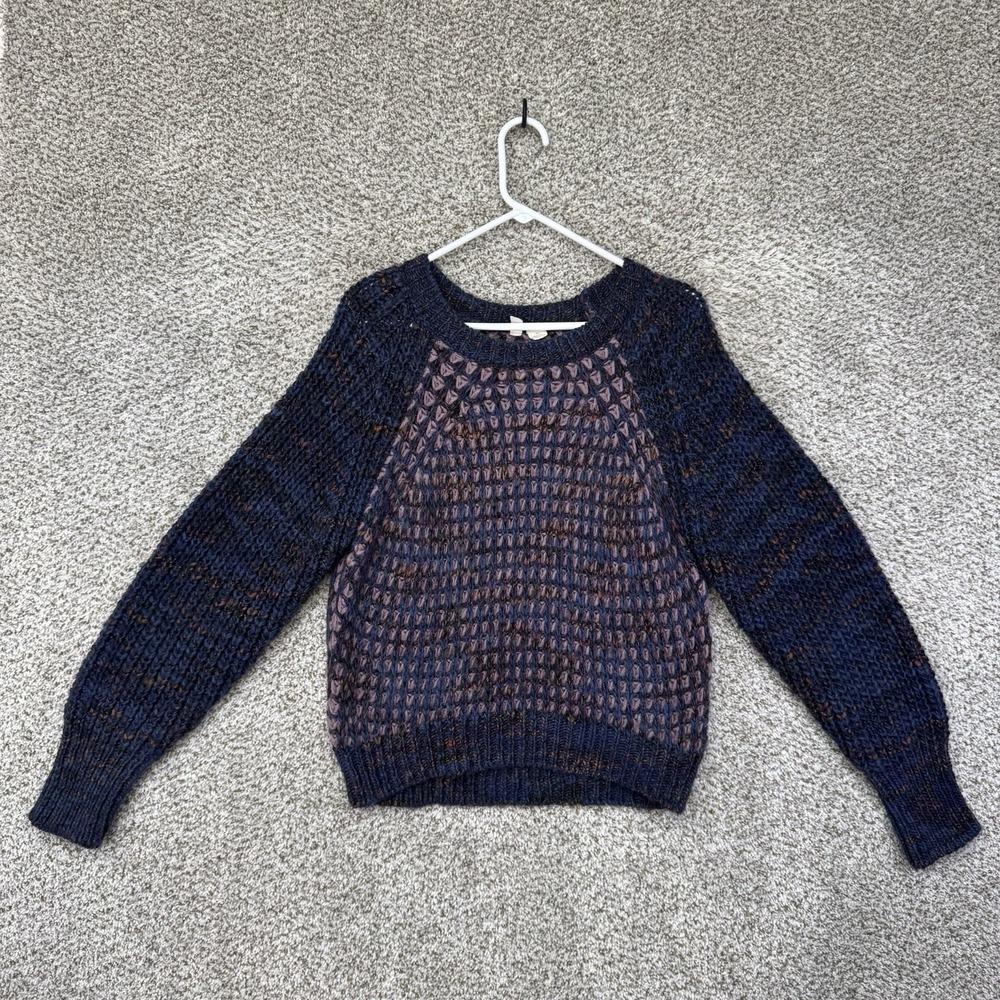 Anthropologie Moth Hillwalk Sweater Women's XS Chunky Knit Boho Wool Mohair Prep